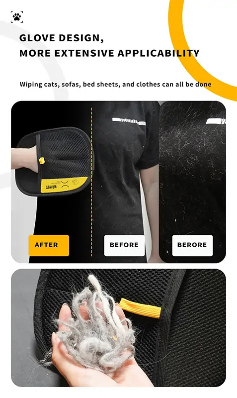 Furgenix® Pet hair remover Electrostatic gloves Two-way brush sticky hair remover Cat hair dog hair glover Grooming Removal Cleaning