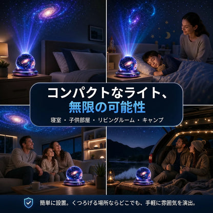 Topacme® 5D銀河ナイトライトプロジェクター｜寝室・リビング・車内を幻想空間に